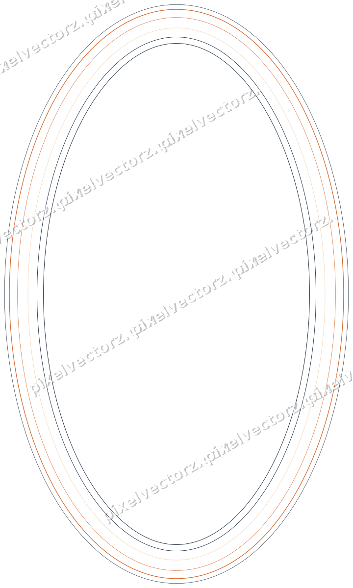 Dekorativer Zierrahmen in Dunkelblau und Orange mit Oval
