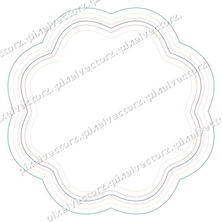 Dekorativer Zierrahmen in Bernstein und Grün mit Oval und Lappenrand