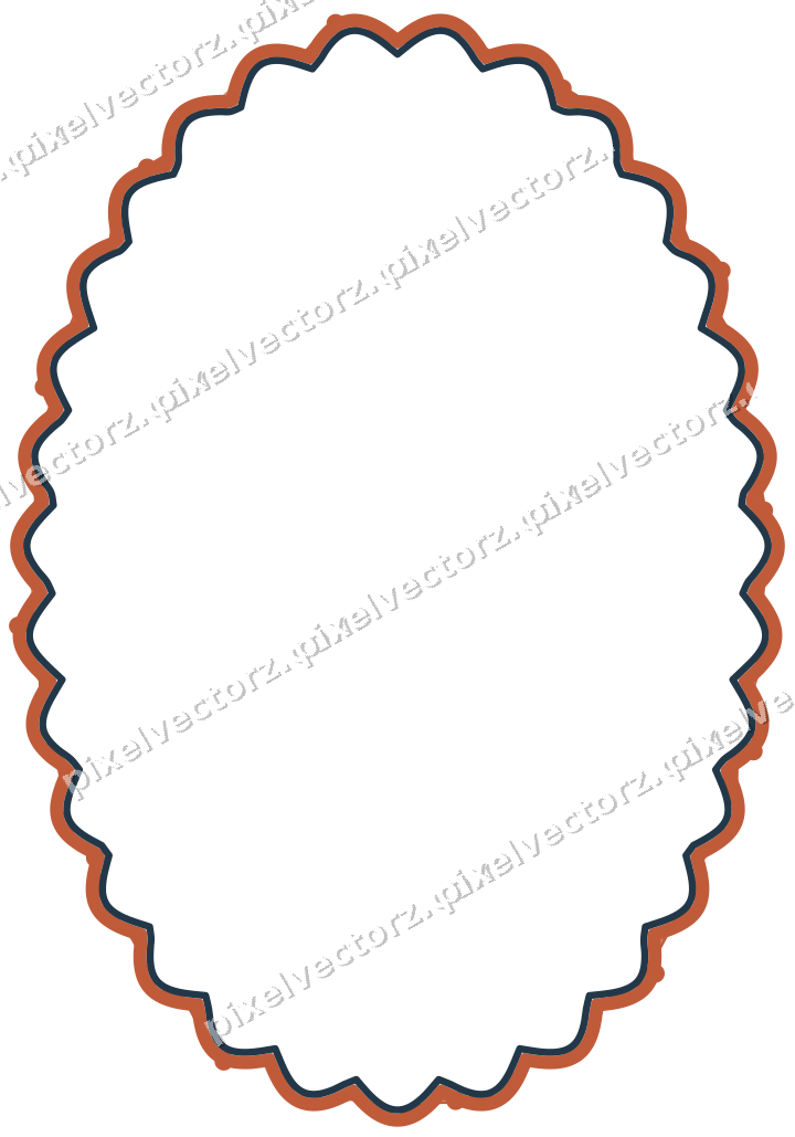 Dekorativer Zierrahmen in Orange und Türkis mit Oval und Lappenrand