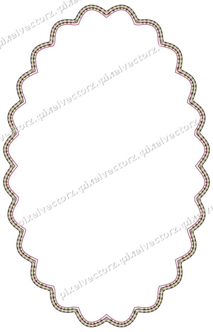 Dekorativer Zierrahmen in Limette und Rosa mit Oval und Lappenrand