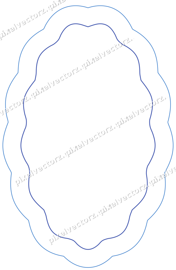 Dekorativer Zierrahmen in Blau und Türkis mit Oval und Lappenrand