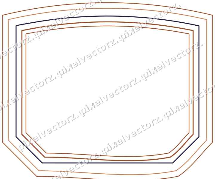 Dekorativer Zierrahmen in Orange und Blau mit Tafel und Rundbogen