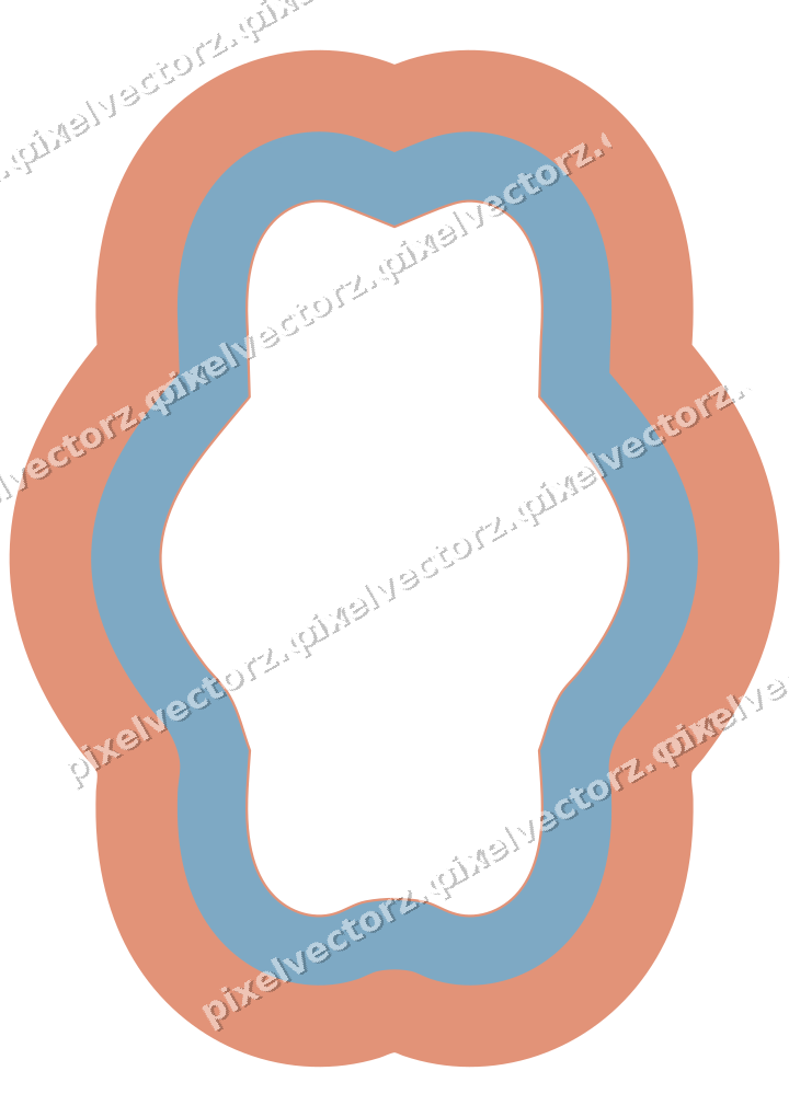 Dekorativer Zierrahmen in Orange und Türkis mit Oval und Lappenrand