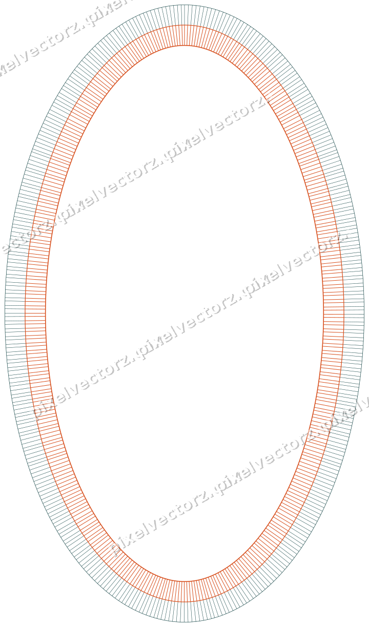 Dekorativer Zierrahmen in Orange und Petrol mit Oval und Schraffur
