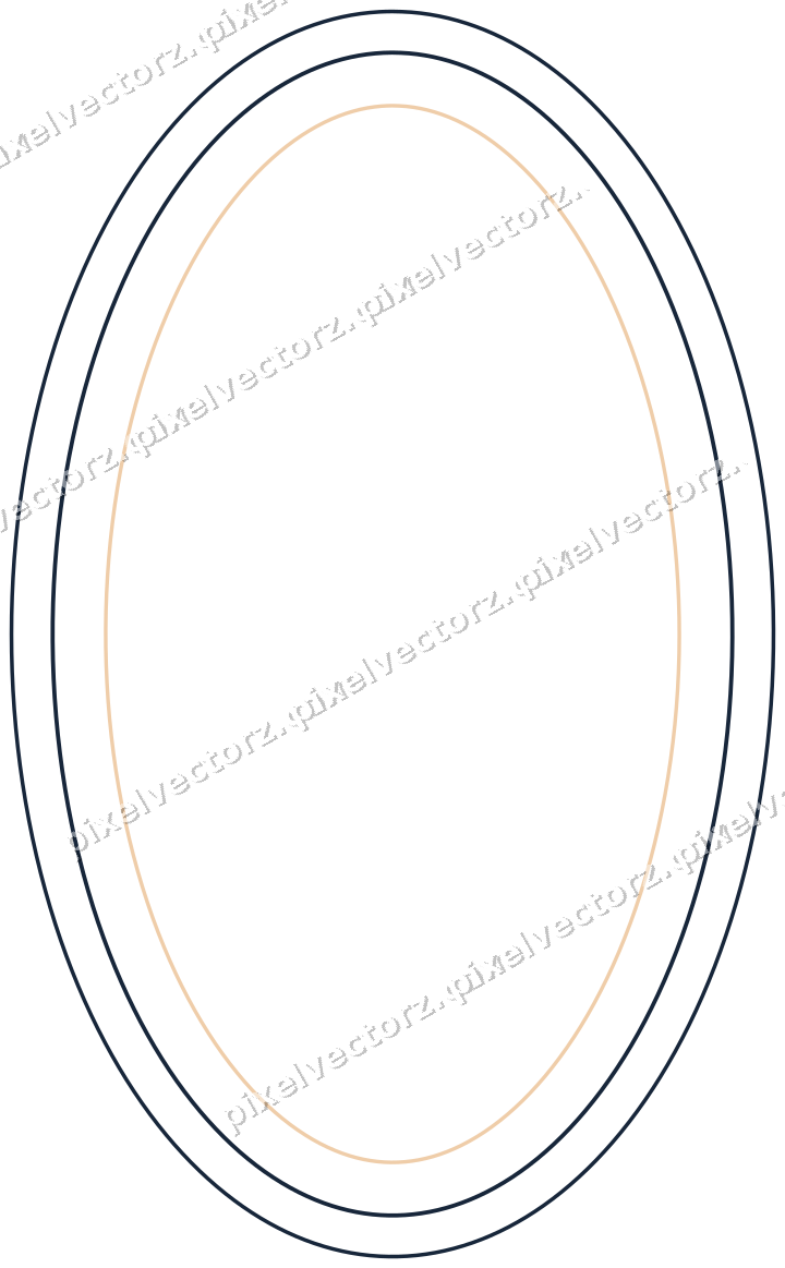 Dekorativer Zierrahmen in Dunkelblau und Orange mit Oval