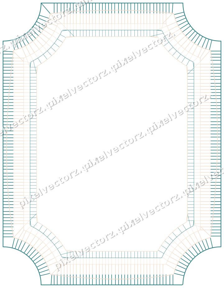 Dekorativer Zierrahmen in Dunkelpetrol und Orange mit Tafel