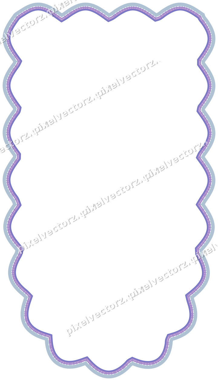 Dekorativer Zierrahmen in Violett und Blau mit Wappen und Lappenrand