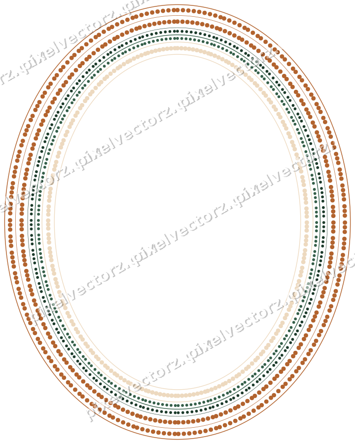Dekorativer Zierrahmen in Dunkelgrün und Orange mit Oval