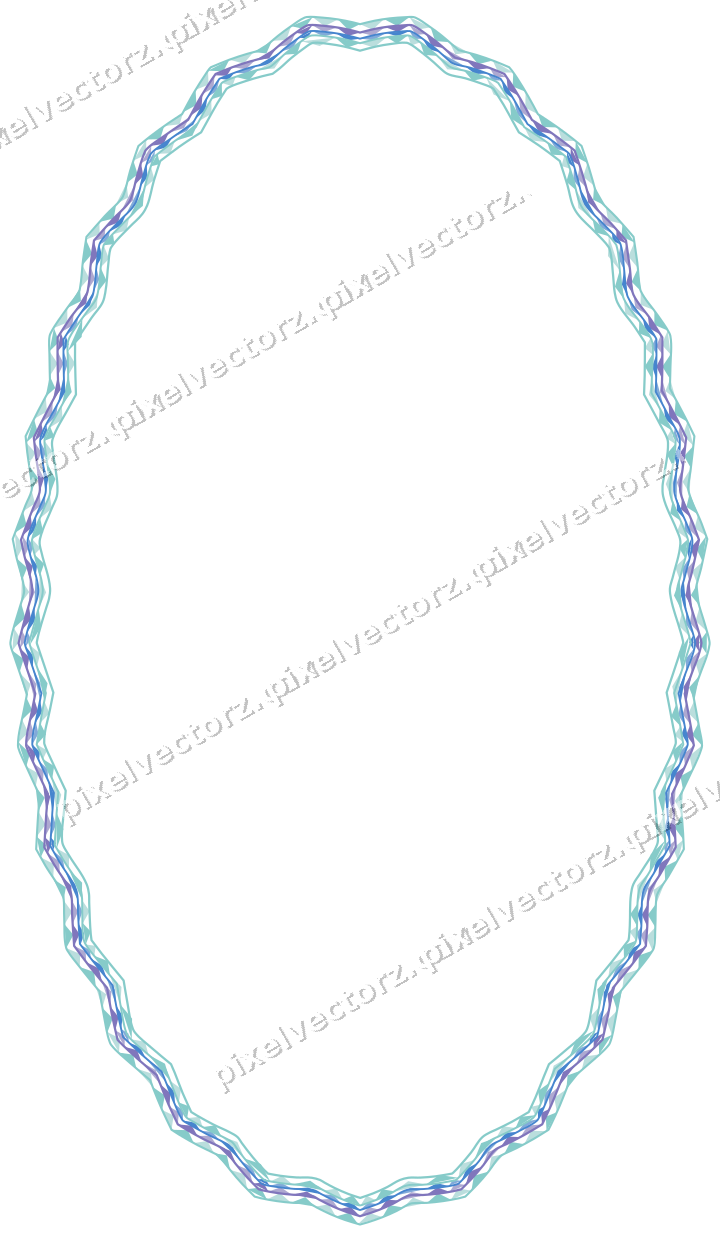 Dekorativer Zierrahmen in Blau und Türkis mit Oval und Zackenrand