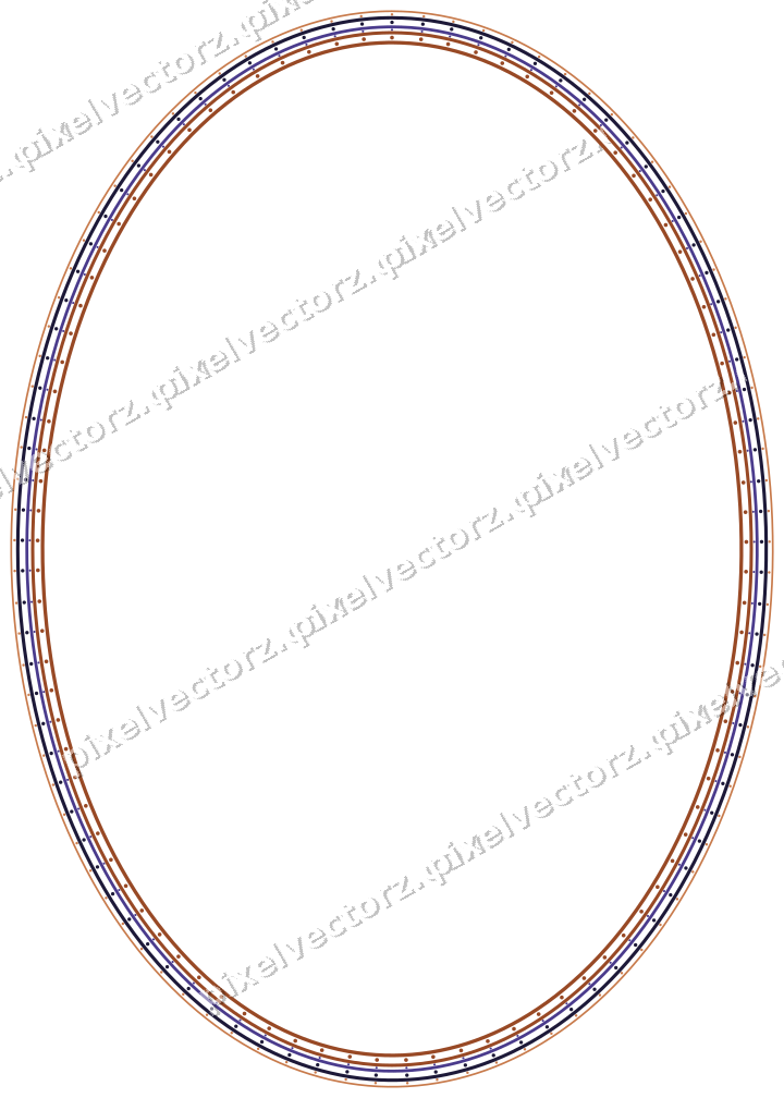 Dekorativer Zierrahmen in Orange und Blau mit Oval und Punktreihe