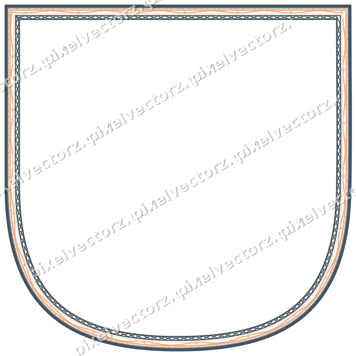 Dekorativer Zierrahmen in Blau und Orange mit Wappen und Volles Band