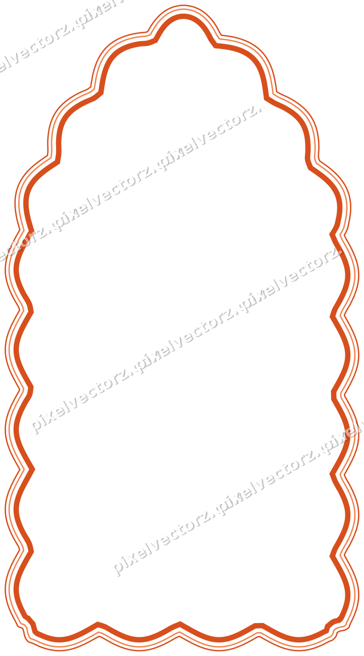 Dekorativer Zierrahmen in Orange und Petrol mit Tafel und Spitzbogen