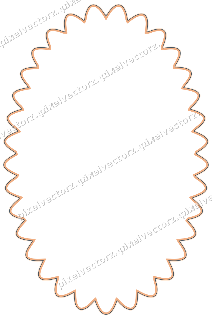 Dekorativer Zierrahmen in Blau und Orange mit Oval und Lappenrand