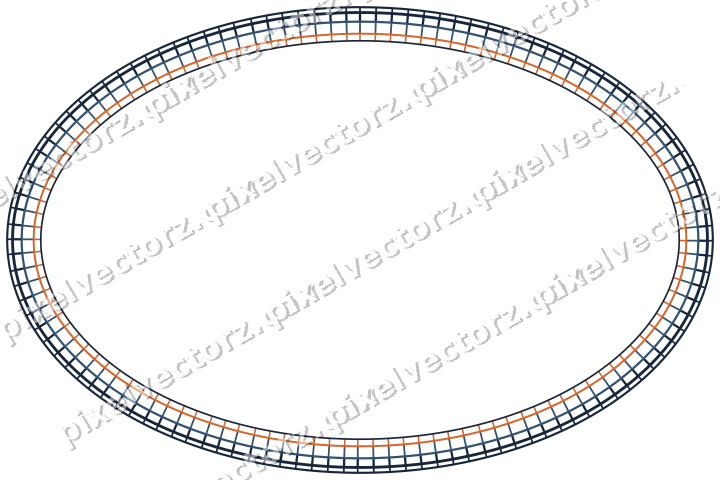 Dekorativer Zierrahmen in Dunkelblau und Orange mit Oval und Schraffur