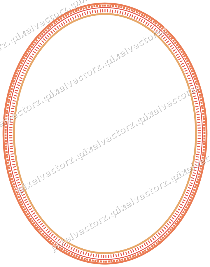 Dekorativer Zierrahmen in Rot und Orange mit Oval und Strichelung