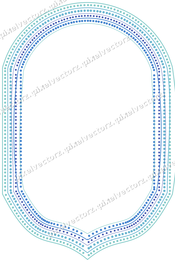 Dekorativer Zierrahmen in Blau und Türkis mit Tafel und Rundbogen