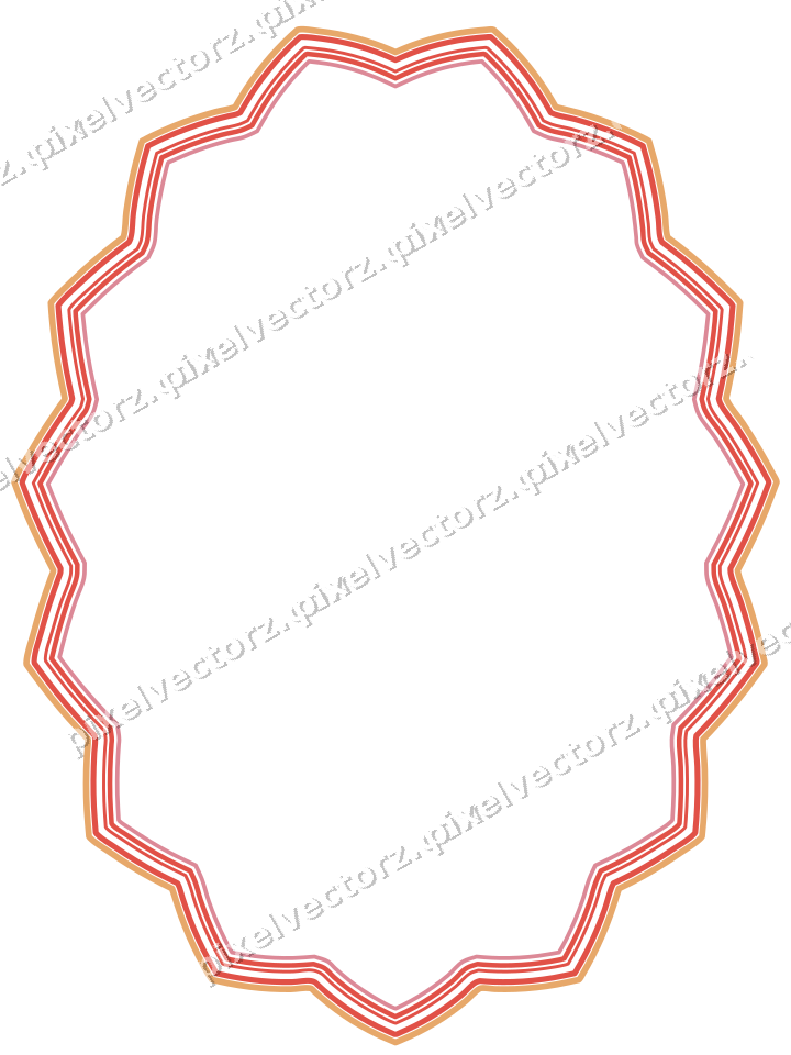 Dekorativer Zierrahmen in Rot und Orange mit Oval und Zackenrand