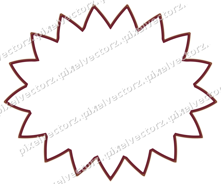 Dekorativer Zierrahmen in Dunkelrosa und Rot mit Oval und Zackenrand