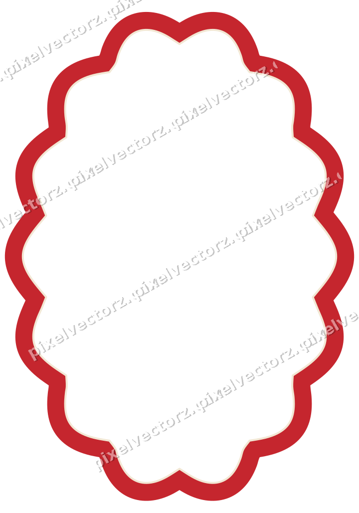 Dekorativer Zierrahmen in Dunkelgrün und Rot mit Oval und Lappenrand