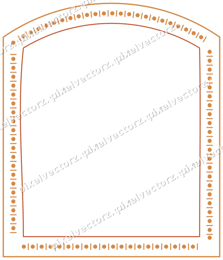 Dekorativer Zierrahmen in Orange und Bernstein mit Tafel und Rundbogen