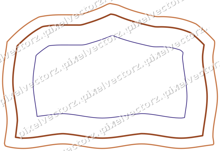 Dekorativer Zierrahmen in Orange und Blau mit Tafel und Eselsrücken