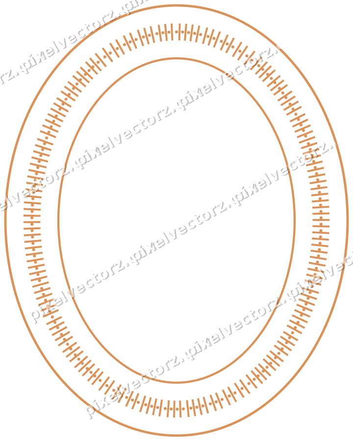 Dekorativer Zierrahmen in Orange und Petrol mit Oval und Perlenreihe