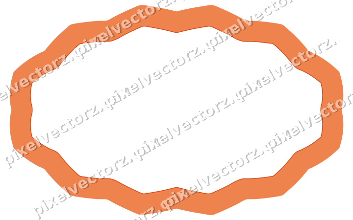 Dekorativer Zierrahmen in Orange und Petrol mit Oval und Zackenrand