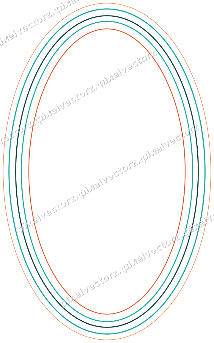 Dekorativer Zierrahmen in Orange und Petrol mit Oval