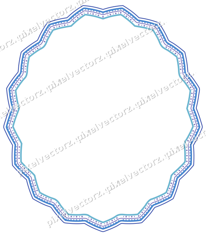 Dekorativer Zierrahmen in Blau und Türkis mit Oval und Zackenrand