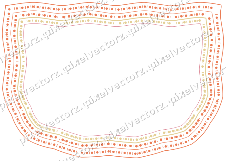 Dekorativer Zierrahmen in Rot und Orange mit Wappen und Zackenrand