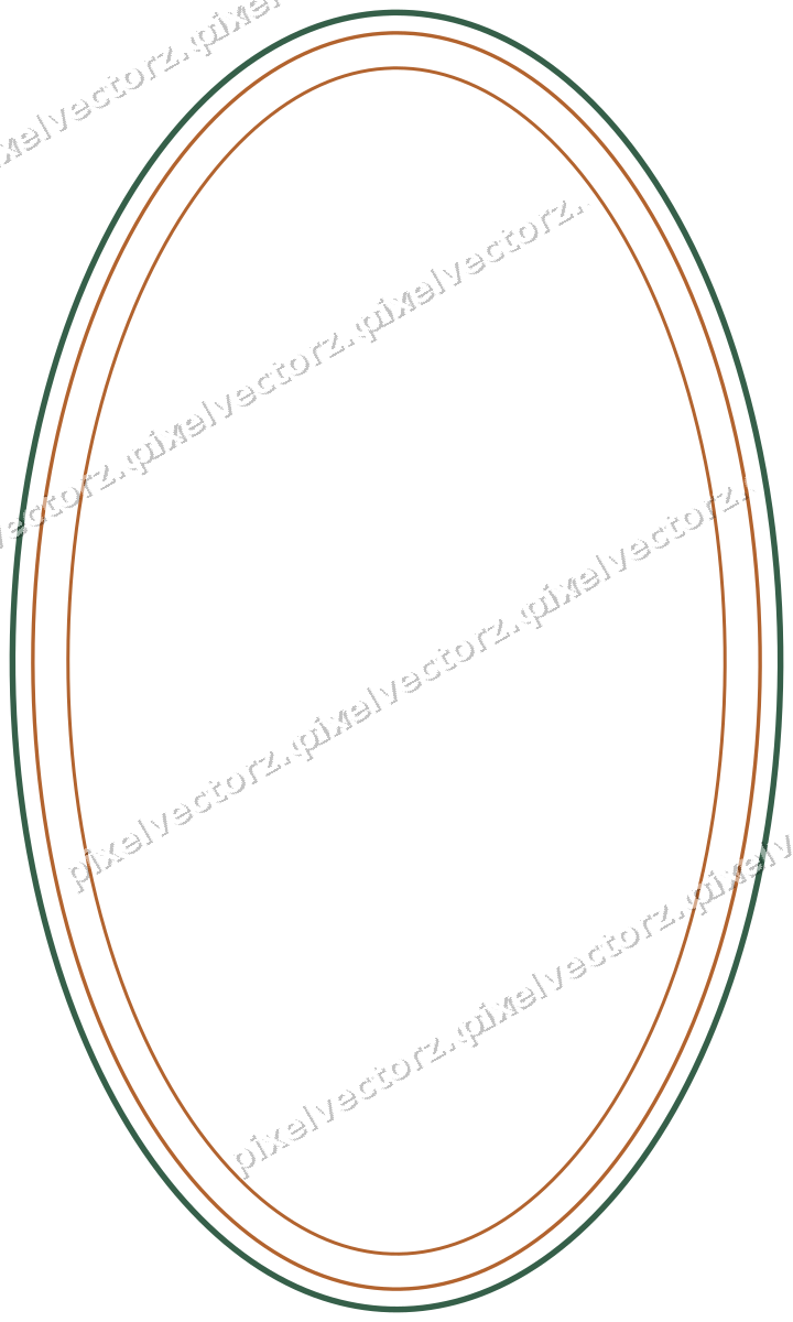Dekorativer Zierrahmen in Dunkelgrün und Orange mit Oval