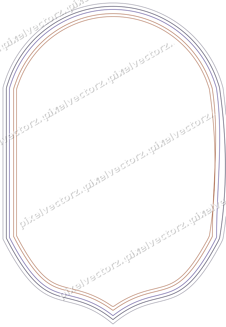 Dekorativer Zierrahmen in Orange und Blau mit Tafel und Rundbogen