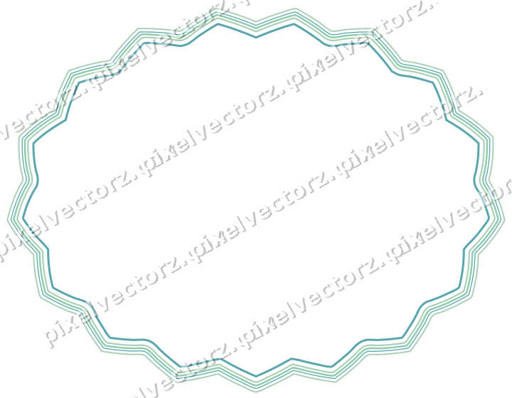 Dekorativer Zierrahmen in Grün und Petrol mit Oval und Zackenrand