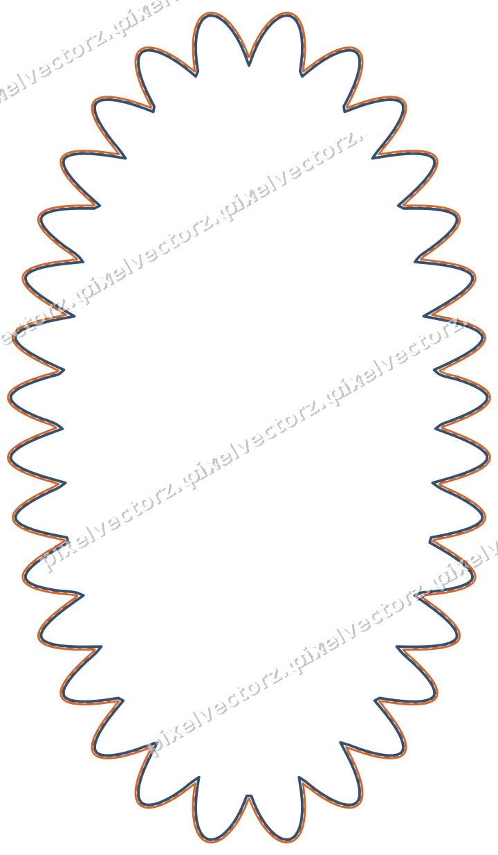 Dekorativer Zierrahmen in Dunkelblau und Orange mit Oval