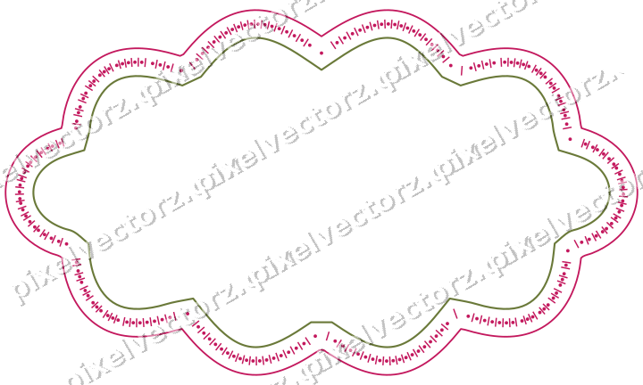 Dekorativer Zierrahmen in Limette und Rosa mit Oval und Lappenrand
