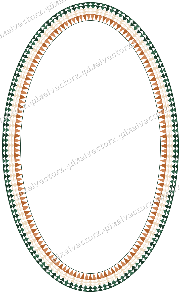 Dekorativer Zierrahmen in Dunkelgrün und Orange mit Oval