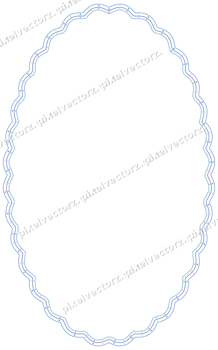 Dekorativer Zierrahmen in Blau und Türkis mit Oval und Lappenrand