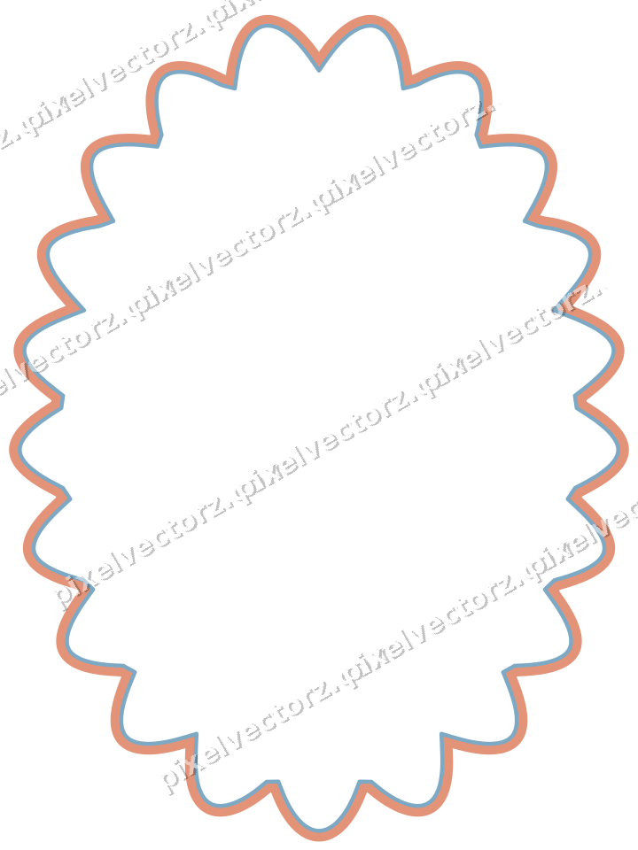 Dekorativer Zierrahmen in Orange und Türkis mit Oval und Lappenrand