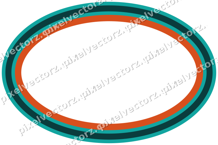 Dekorativer Zierrahmen in Orange und Petrol mit Oval und Volles Band