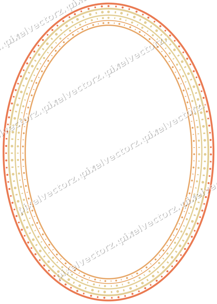 Dekorativer Zierrahmen in Rot und Orange mit Oval und Perlenreihe