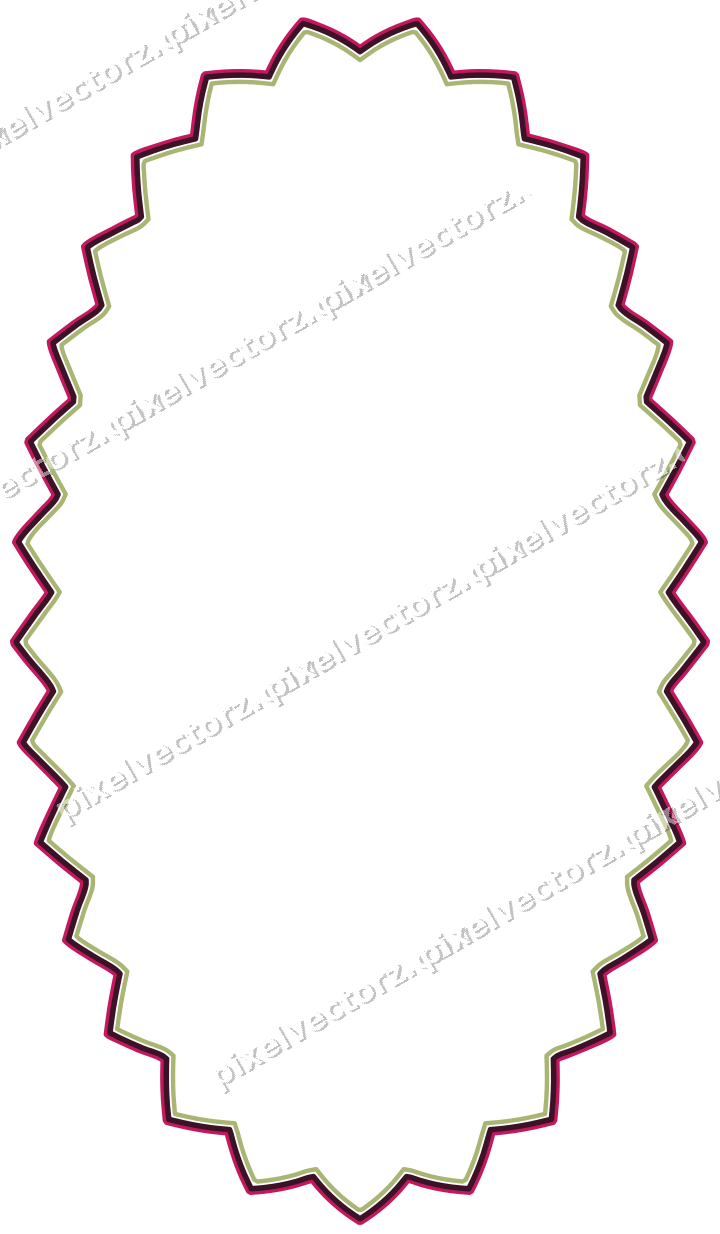 Dekorativer Zierrahmen in Limette und Rosa mit Oval und Zackenrand