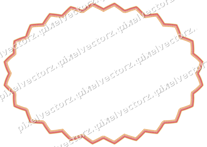 Dekorativer Zierrahmen in Rot und Orange mit Oval und Zackenrand