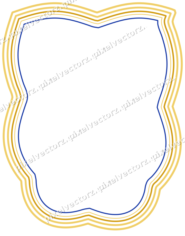 Dekorativer Zierrahmen in Bernstein und Blau mit Wappen und Lappenrand