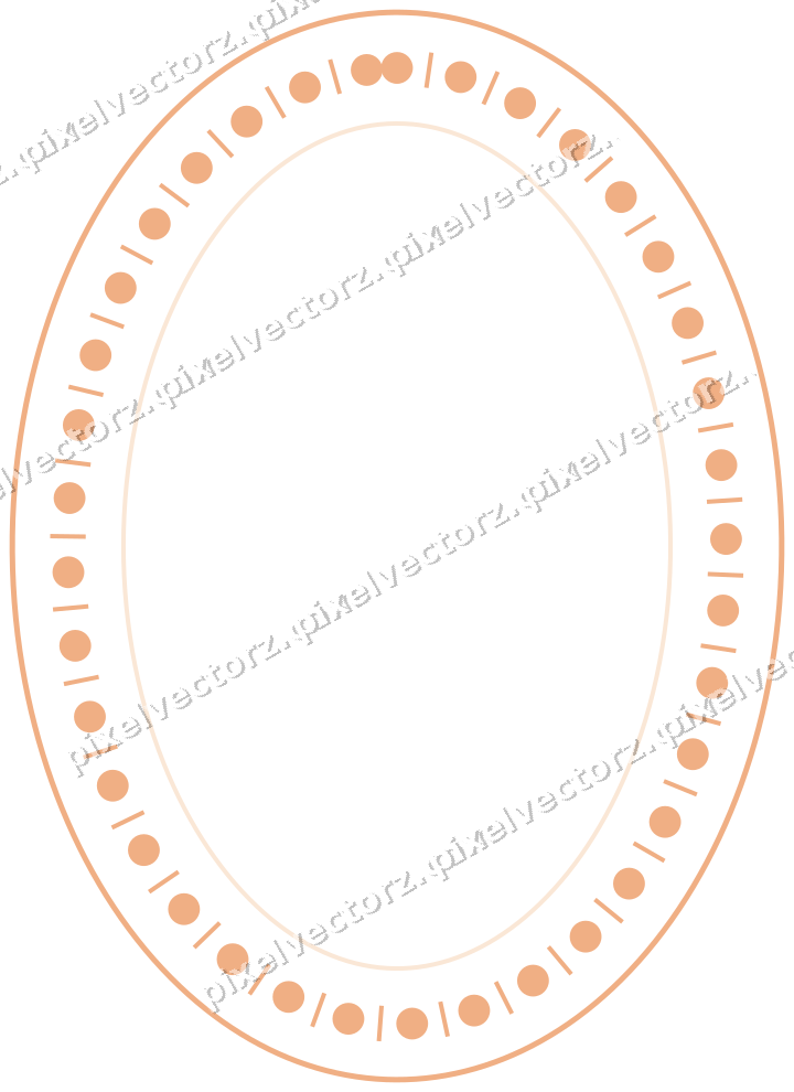 Dekorativer Zierrahmen in Blau und Orange mit Oval und Perlenreihe