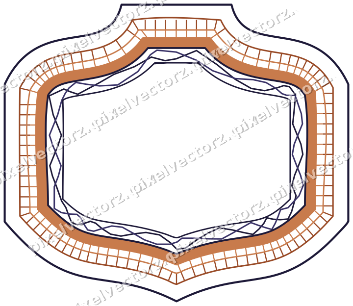 Dekorativer Zierrahmen in Orange und Blau mit Tafel