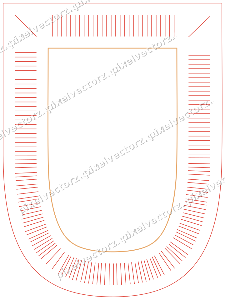 Dekorativer Zierrahmen in Rot und Orange mit Wappen und Strichelung