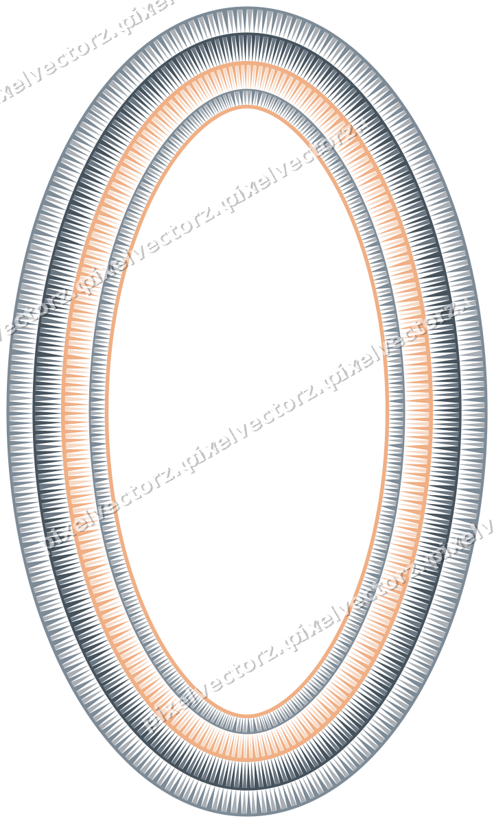Dekorativer Zierrahmen in Blau und Orange mit Oval und Zahnschnitt