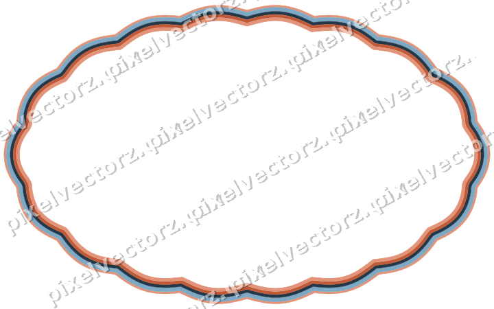 Dekorativer Zierrahmen in Orange und Türkis mit Oval und Lappenrand
