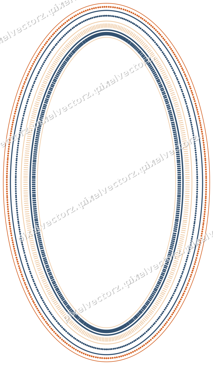 Dekorativer Zierrahmen in Dunkelblau und Orange mit Oval