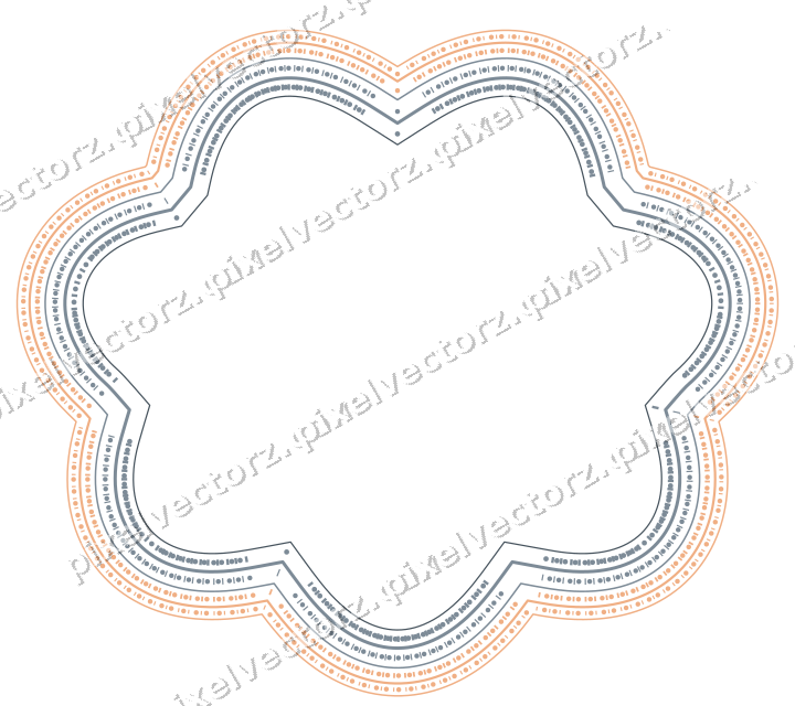 Dekorativer Zierrahmen in Blau und Orange mit Oval und Lappenrand